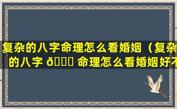 复杂的八字命理怎么看婚姻（复杂的八字 🐒 命理怎么看婚姻好不好）